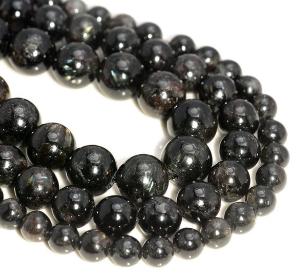 Genuine Natural Black Astrophyllite Gemstone Grade Aaa 6mm 8mm 10mm Round Loose Beads (a228)