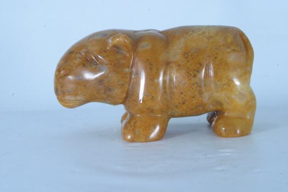 Yellow Aventurine Hand Carved Hippo Collectors Specimen, Handcrafted Hippopotamus Sculpture, Gemstone Statue House Hippo