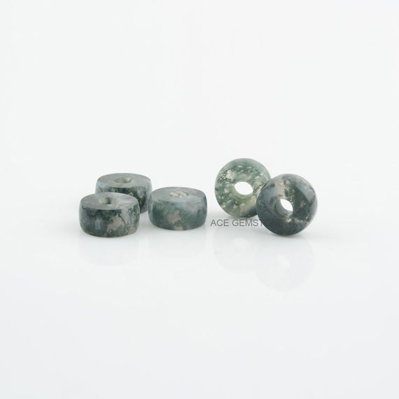Big Hole Beads-green Moss Agate Beads Gemstone-heishi  6x12 Mm Beads-loose Gemstone-wholesale Beads Gemstone For Jewelry