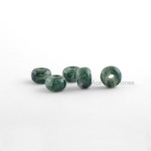 Big Hole Beads, Moss Agate Smooth Gemstone Rondelle European Style Large Hole Beads For Necklace and Bracelet – 5 Pcs. | Natural genuine rondelle Moss Agate beads for beading and jewelry making.  #jewelry #beads #beadedjewelry #diyjewelry #jewelrymaking #beadstore #beading #affiliate #ad