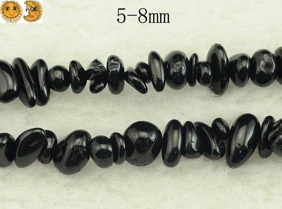 Black Tourmaline Chip Beads,nugget Beads,irregular Beads,tourmaline,natural,gemstone,diy Beads,5-8mm,32" Full Strand