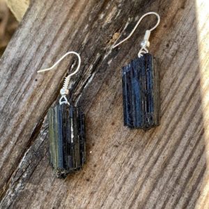 Black Tourmaline Crystal Earrings | Natural genuine Black Tourmaline earrings. Buy crystal jewelry, handmade handcrafted artisan jewelry for women.  Unique handmade gift ideas. #jewelry #beadedearrings #beadedjewelry #gift #shopping #handmadejewelry #fashion #style #product #earrings #affiliate #ad