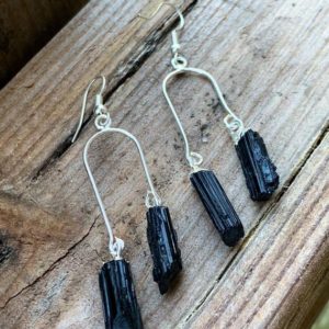 Shop Black Tourmaline Earrings! Black Tourmaline Crystal Earrings, Tourmaline Gemstone Dangle Earrings | Natural genuine Black Tourmaline earrings. Buy crystal jewelry, handmade handcrafted artisan jewelry for women.  Unique handmade gift ideas. #jewelry #beadedearrings #beadedjewelry #gift #shopping #handmadejewelry #fashion #style #product #earrings #affiliate #ad