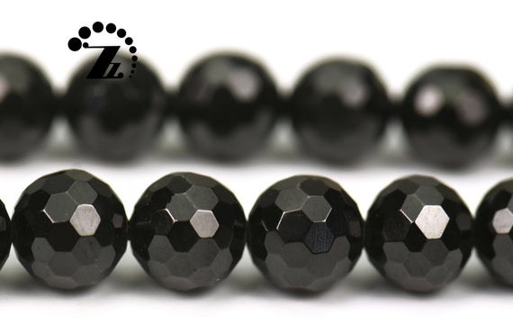Black Tourmaline,128 Faces Faceted Round,gemstone,diy,jewelry Making,6mm 8mm For Choice,15" Full Strand
