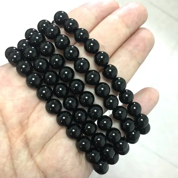 Natural Black Tourmaline Beads 6mm 8mm Grade A Black Gemstone Beads Black Mala Beads Black Semi Precious Stone Loose Bead Tourmaline Strand