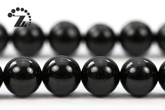 Black Tourmaline Smooth Round Beads,tourmaline,gemstone,diy,jewelry Making,6mm 8mm 10mm 12mm,15" Full Strand