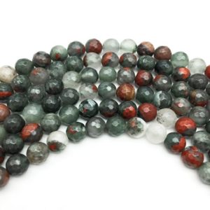 Shop Bloodstone Faceted Beads! 8mm Faceted Africa Bloodstone Beads, Round Gemstone Beads, Wholesale Beads | Natural genuine faceted Bloodstone beads for beading and jewelry making.  #jewelry #beads #beadedjewelry #diyjewelry #jewelrymaking #beadstore #beading #affiliate #ad