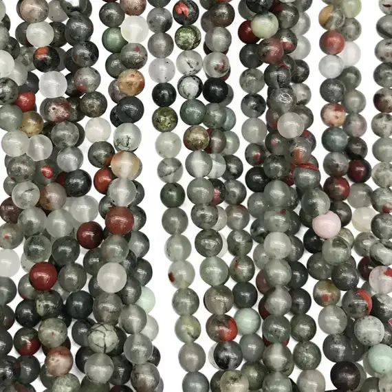 6mm Africa Bloodstone Beads, Round Gemstone Beads, Wholesale Beads