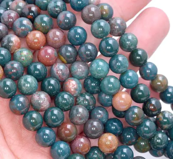 Natural African Blood Stone Green Red Gemstone Grade Aa Round 4mm 6mm 8mm 10mm Loose Bead 15 Inch Full Strand Bulk Lot 1,2,6,12 And 50(m28)