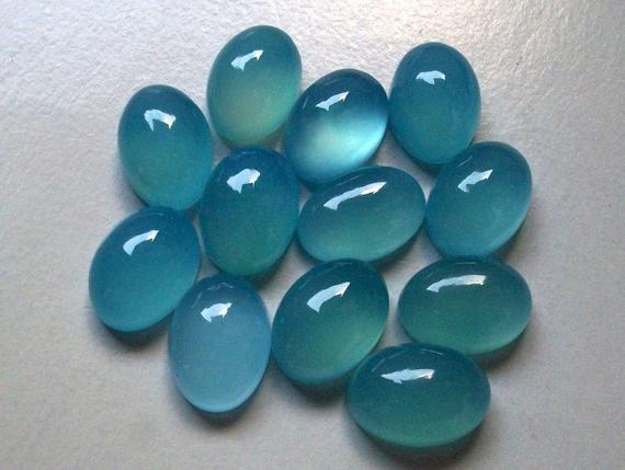 5 Pcs 8x10mm Blue Chalcedony Oval Cabochon Gemstone, Blue Chalcedony Cabochon Oval Gemstone, 8x10mm Cabochon Blue Chalcedony Oval Gemstone