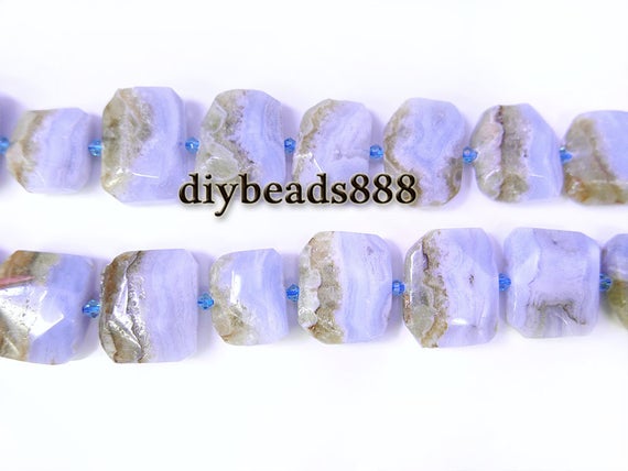 Blue Lace Agate,15 Inch Full Strand Natural Agate Faceted Rectangle Beads,irregular Beads,nugget Bead,centre Drilled Beads 18-23x23-28mm