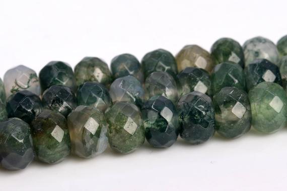 Botanical Moss Agate Beads Grade Aaa Genuine Natural Gemstone Faceted Rondelle Loose Beads 6mm 8mm Bulk Lot Options