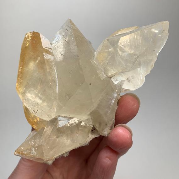 Golden Calcite Crystal Cluster - Raw Mineral Specimen - Natural Stone - Meditation Crystal - Collectible - From Elmwood Mine Tennessee- 202g