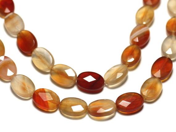 2pc - Stone - Carnelian Faceted 14x10mm Ovals - 8741140019546 Beads