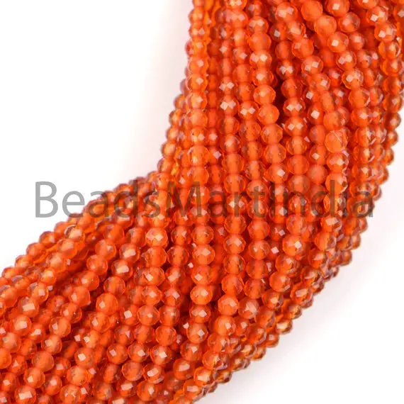 Carnelian Faceted Rondelle 2.35-2.65mm Beads, Faceted Carnelian Beads, Carnelian Rondelle Beads, Carnelian Beads, Natural Carnelian Beads