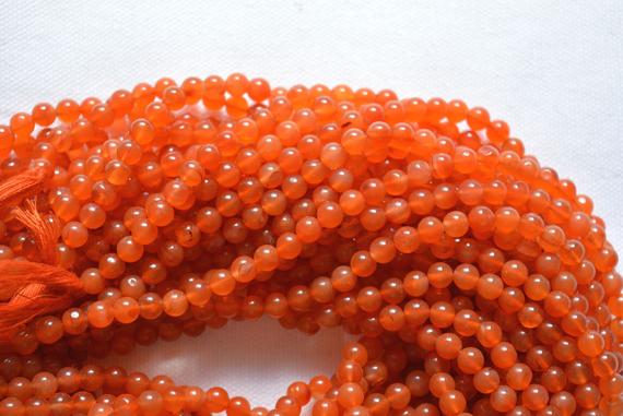 Carnelian Smooth Round Beads, Orange Carnelian Beads, Natural Gemstone, Round Loose Beads, 5.5mm 13 Inch Strand #gnp0764