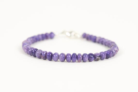 Charoite Bracelet, Natural Purple Gemstone Bracelet, Handmade  Gemstone Jewelry