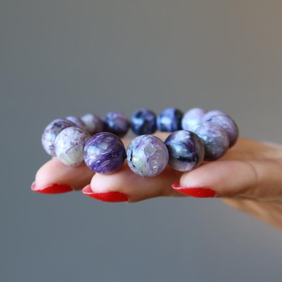 Purple Charoite Bracelet Spiritual Enlightenment Healing Stone Rare Precious Gem