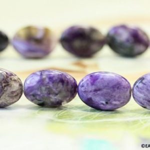 Shop Charoite Beads! M/ Charoite 13x18mm/ 10x14mm Flat Oval beads Natural Purple Russia Charoite Stone Smooth Flat Oval Beads with unique pattern Length 15.5" | Natural genuine beads Charoite beads for beading and jewelry making.  #jewelry #beads #beadedjewelry #diyjewelry #jewelrymaking #beadstore #beading #affiliate #ad