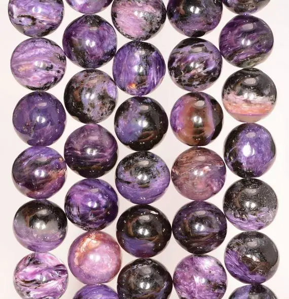 11-12mm Genuine Charoite Gemstone A Purple Round Loose Beads 7 Inch Half Strand (80006127-486)