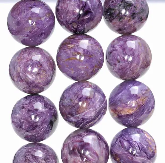 18mm  Genuine Charoite Gemstone Grade Aa Round Loose Beads 4 Beads (80004113-a175)