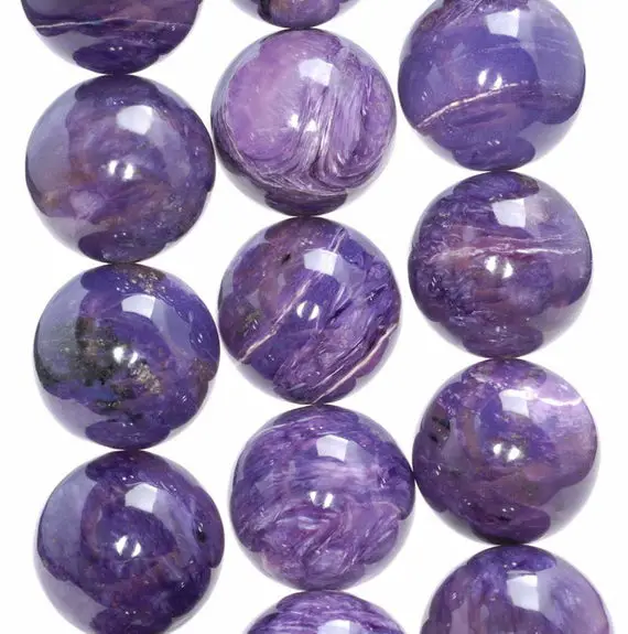 20mm  Genuine Charoite Gemstone Grade Aaa Round Loose Beads   (80004109-a175)