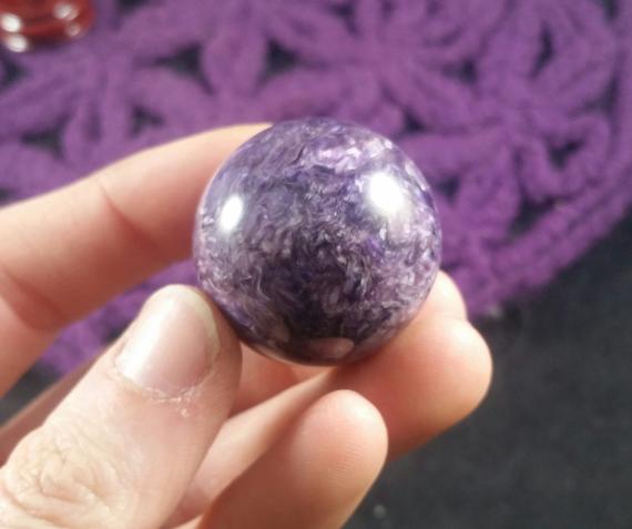 Charoite Sphere Crystals Russian Stones Purple Crystal Ball Polished Marble 29mm Choose Your Stand Rare Russia