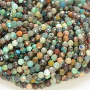 Shop Chrysocolla Faceted Beads! 3.5MM Shattuckite Chrysocolla Gemstone Genuine Green Blue Micro Faceted Round Grade Aaa Beads 15.5inch WHOLESALE (80010204-A193) | Natural genuine faceted Chrysocolla beads for beading and jewelry making.  #jewelry #beads #beadedjewelry #diyjewelry #jewelrymaking #beadstore #beading #affiliate #ad