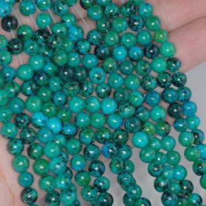 Shop Chrysocolla Beads! 4mm Turquoise Chrysocolla Gemstone Round Loose Beads 15.5 inch Full Strand (90114163-206) | Natural genuine beads Chrysocolla beads for beading and jewelry making.  #jewelry #beads #beadedjewelry #diyjewelry #jewelrymaking #beadstore #beading #affiliate #ad