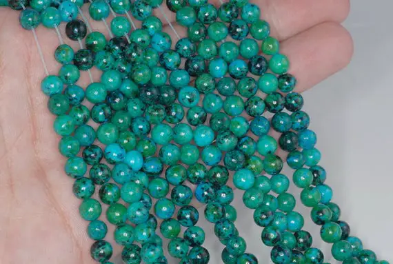 4mm Turquoise Chrysocolla Gemstone Round Loose Beads 15.5 Inch Full Strand (90114163-206)