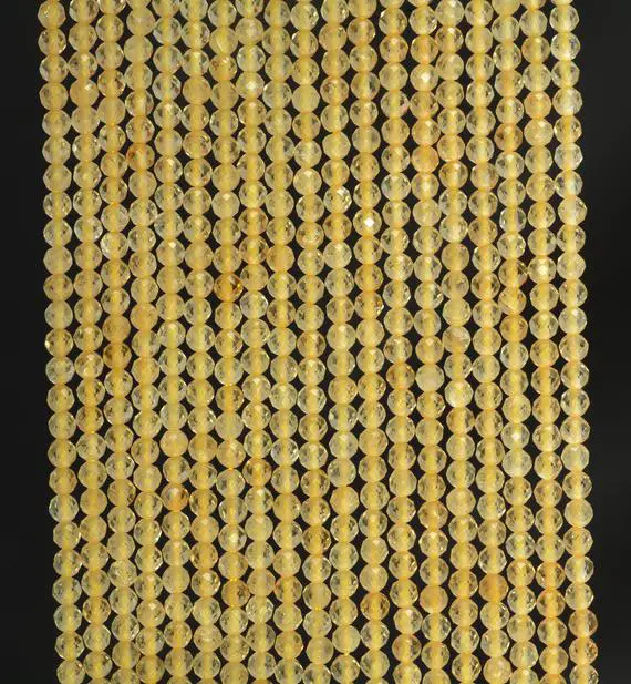 2mm Genuine Natural Citrine Gemstone Grade Aaa Yellow Micro Faceted Round Loose Beads 15.5 Inch Full Strand (90143422-107-2g)