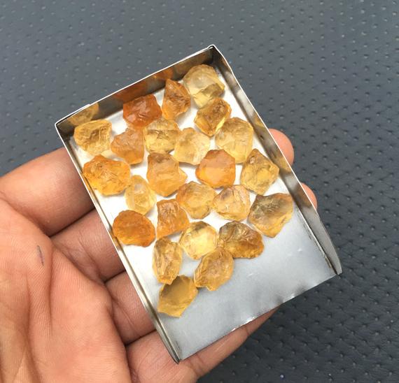 10 Pieces Natural Citrine Loose Rough Size 12-14 Mm Citrine Cluster Raw Healing Crystal Stones,rough Citrine For Jewelry Making Wholesale