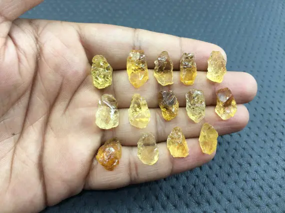 10  Pieces Citrine Raw Size 8x14-9x16 Mm Natural Citrine Cluster Raw,uneven Shape Loose Citrine Rough Gemstone Jewelry Making Raw Citrine