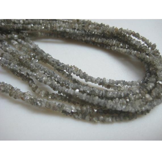 2mm Grey Rough Diamonds, Natural Raw Grey Uncut Diamond Beads, Grey Raw Diamond Beads For Jewelry (4in To 16in Options)