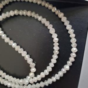 Shop Diamond Faceted Beads! 3-3.5mm Grey White Diamond Rondelle Beads, Faceted Grey White Drilled Diamond Beads, Diamond for Jewelry (2IN To 8IN Options) – PPD745 | Natural genuine faceted Diamond beads for beading and jewelry making.  #jewelry #beads #beadedjewelry #diyjewelry #jewelrymaking #beadstore #beading #affiliate #ad
