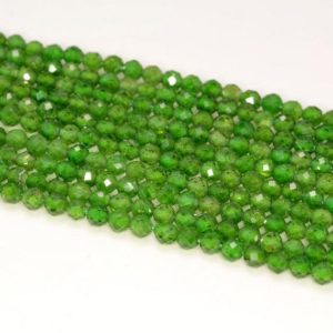 Shop Diopside Faceted Beads! 2mm Chrome Diopside Gemstone Grade AAA Green Micro Faceted Round Loose Beads 15.5 inch Full Strand (80005530-468) | Natural genuine faceted Diopside beads for beading and jewelry making.  #jewelry #beads #beadedjewelry #diyjewelry #jewelrymaking #beadstore #beading #affiliate #ad
