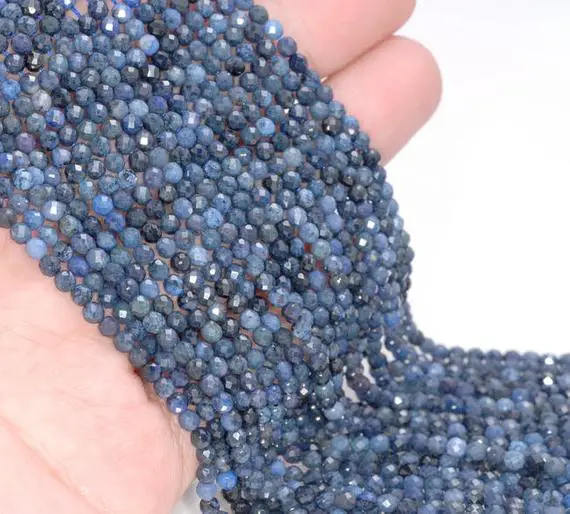 2mm Rare Blue Dumortierite Gemstone Grade Aaa Micro Faceted Blue Round Beads 15.5 Inch Bulk Lot 1,2,6,12 And 50 (80004635-344)