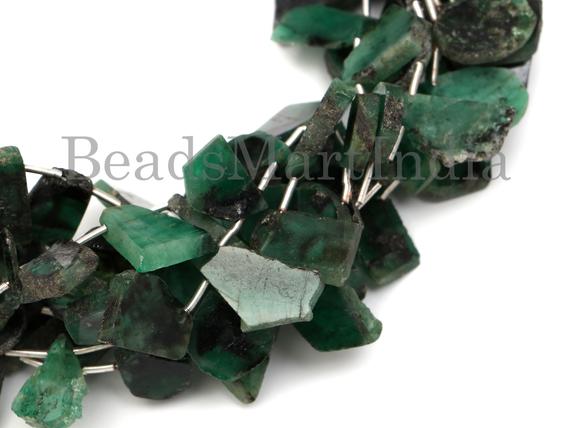 Emerald Flat Nugget Shape 9x13-10x17 Mm Beads, Emerald Fancy Nugget Beads, Emerald Beads, Emerald, Emerald Nugget New Arrival Beads