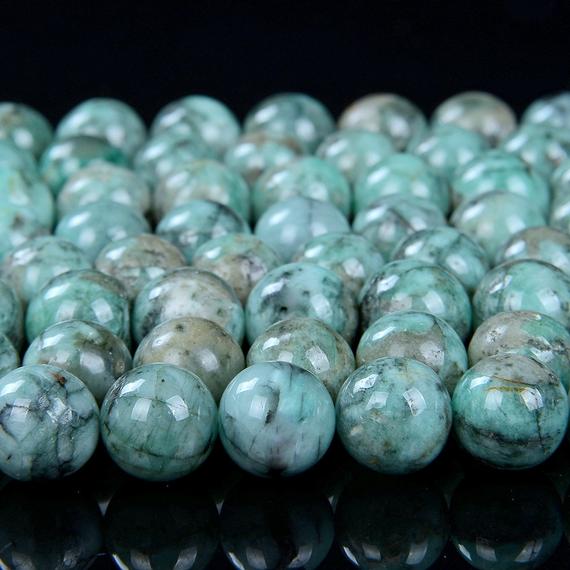 Genuine 100% Natural Colombia Emerald Rare Precious Gemstone Light Green Grade Aaa 4mm 5mm 6mm 7mm 8mm 9mm 10mm 11mm 12mm Round Beads (a290)