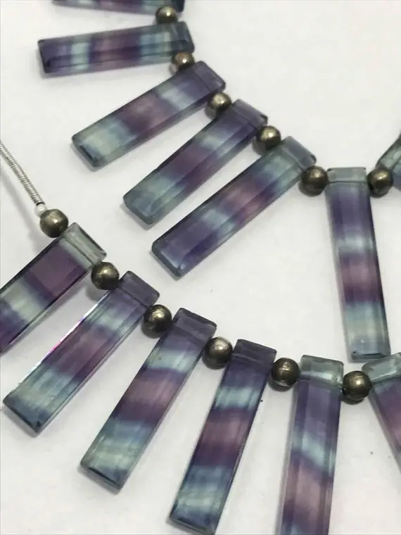6" Strand Multi Fluorite Stick Shape Gemstone Beads ,flouorite Stick Shape Beads, Semi Precious Beads ,fluorite Beads,jewelry Making Beads