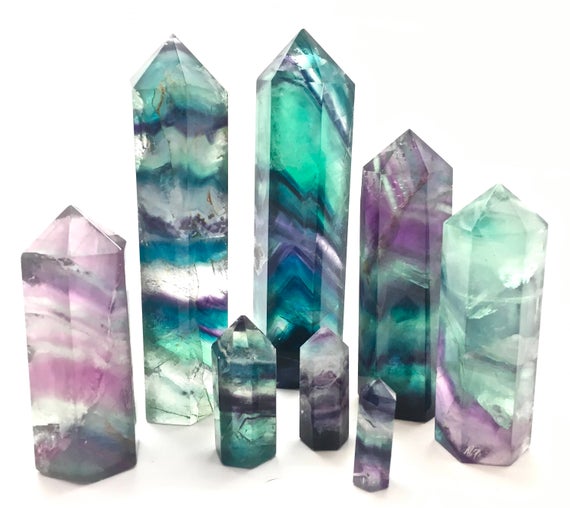 Rainbow Fluorite Crystal Point - Polished Fluorite Tower - Grade A - Rainbow Fluorite Point - Rainbow Fluorite Tower