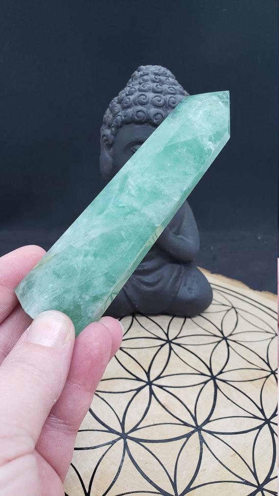 Green Fluorite Crystal Point - Reiki Charged - Crystal Generator - Focus & Clarity Genius Stone - Adhd Support - Crystal For Students #10