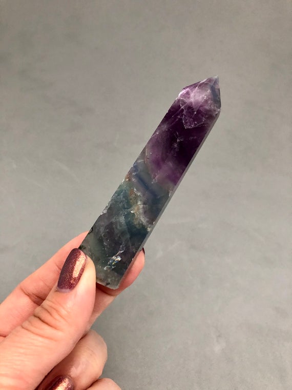 Fluorite Crystal Point (3 1/2" Tall) For Crystal Grids, Crystal Collectors, Empath Protection, Grounding, Mercury Retrograde Stone, Rituals