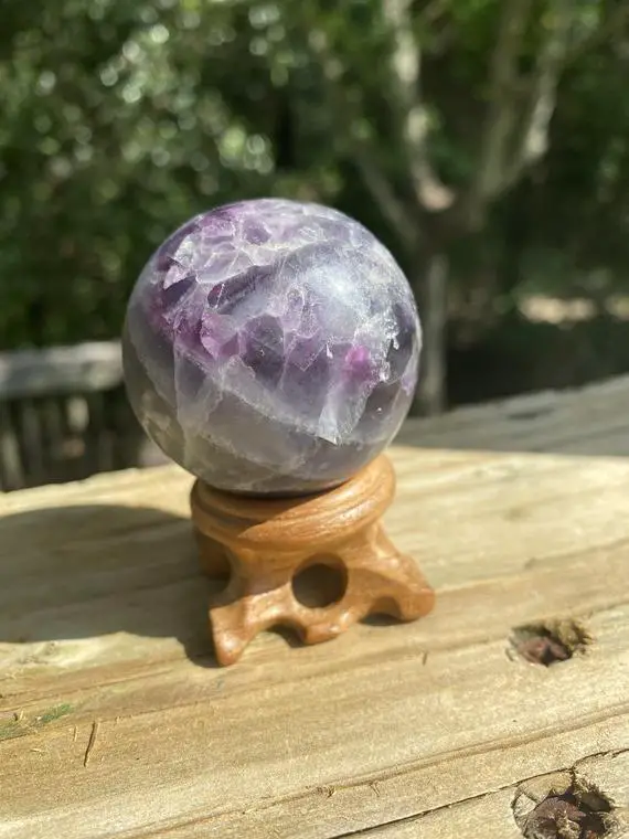 Fluorite Crystal Sphere  - Reiki Charged Crystal Ball - Purple & Green Fluorite Crystal Orb - Raise Your Vibration #11