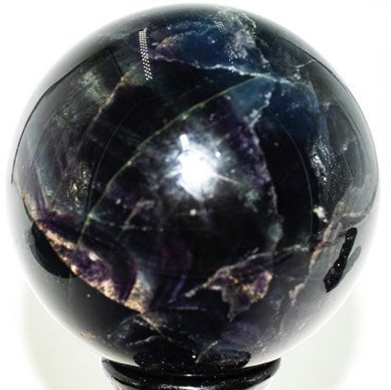 Dark Rainbow Fluorite Sphere  3.9" Diameter Weighs Over 3.6 Pound
