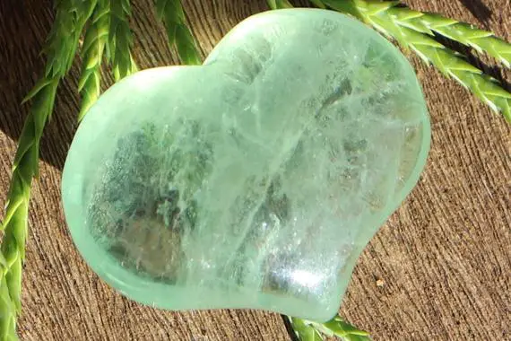 Green Fluorite, Puffy Heart, Pocket, Worry Healing Stone, With Positive Healing Energy!