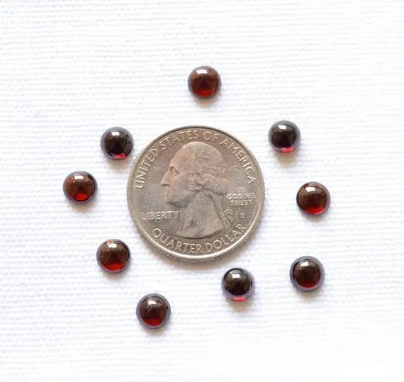 Red Garnet Cabochons, Round Shape Loose Gemstone, Smooth Cabochon, Red Color Gemstone, Garnet Gemstone, Flat Back, 9 Pieces Lot, 6mm #ar8713
