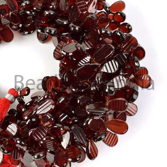 7x10 Mm Garnet Fancy Cut Pears Shape Gemstone Beads, Fancy Cut Garnet Beads, Garnet Carving Pear Shape Beads, Garnet Pear Shape Beads