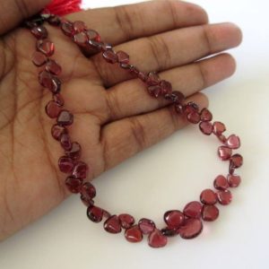 Shop Garnet Bead Shapes! Natural Smooth Garnet Heart Shaped Briolette Beads, 10 Inches Of Tiny 4mm To 6mm AAA Garnet Beads, Gds762 | Natural genuine other-shape Garnet beads for beading and jewelry making.  #jewelry #beads #beadedjewelry #diyjewelry #jewelrymaking #beadstore #beading #affiliate #ad