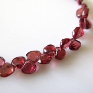 Shop Garnet Bead Shapes! Uniform Size Natural Smooth Garnet Heart Shaped Briolette Beads, 10 Inches Of 5mm AAA Garnet Beads, Gds760 | Natural genuine other-shape Garnet beads for beading and jewelry making.  #jewelry #beads #beadedjewelry #diyjewelry #jewelrymaking #beadstore #beading #affiliate #ad